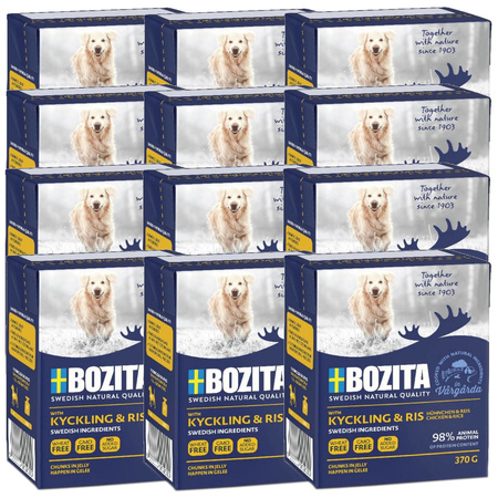 Bozita Mokra Karma Dla Psa Kawałki W Galaretce Z Kurczakiem i Ryżem 12x370g W Kartonie