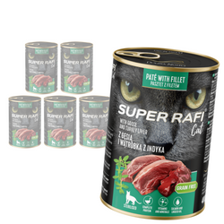 Super Rafi Cat 6x400g Bezzbożowa Mokra Karma Dla Kotów Sterylizowanych Z Gęsią I Wątróbką Z Indyka