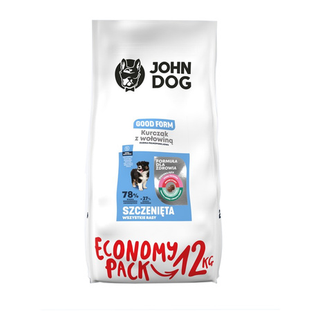 John Dog Good Form Puppy Karma Sucha Dla Szczeniąt Kurczak Z Wołowiną I Ryżem 12kg