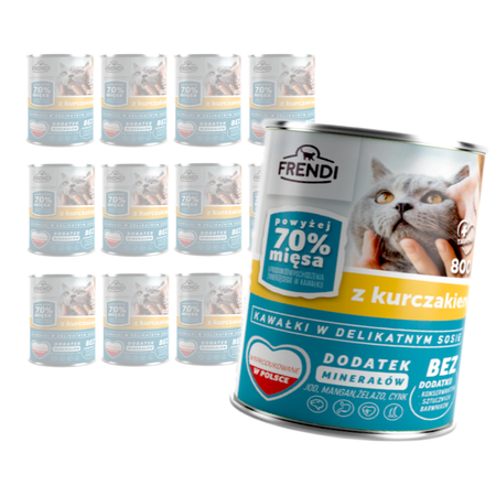 Frendi Mokra Karma Dla Kota Kawałki W Delikatnym Sosie Z Kurczakiem 12x800g