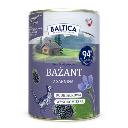 Baltica Bażant z Sarniną 12x400g Duoproteinowa Bezzbożowa Mokra Karma Dla Psa