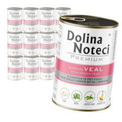 Dolina Noteci Premium Bogata w Cielęcinę z Groszkiem Puszka 12x400g Mokra Karma Dla Psa