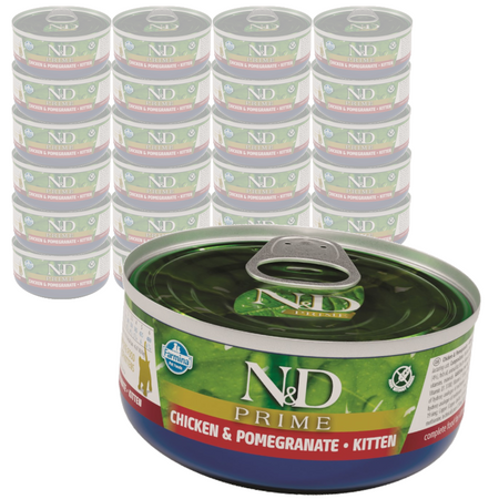 Farmina N&D Cat Prime Chicken & Pomegranate Kitten 24x70g Mokra Karma Dla Kociąt Kurczak z Granatem