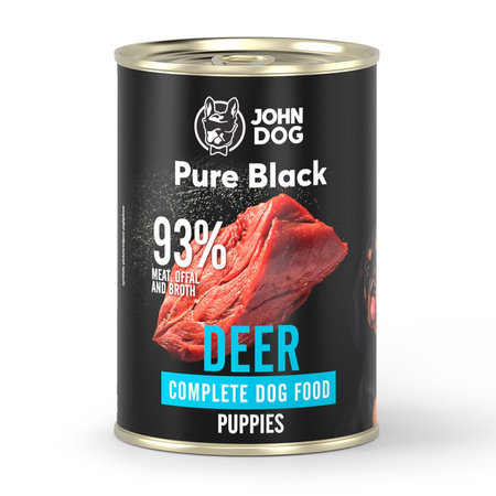 6x400g John Dog Karma Mokra Dla Psa Pure Black Jeleń Dla Szczeniąt Puszka