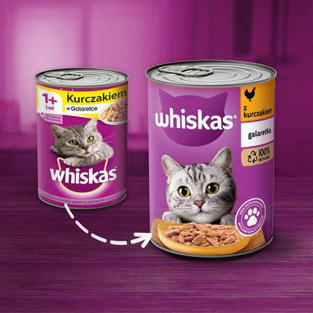 Whiskas Adult Puszka 400g Mokra Karma Pełnoporcjowa Dla Dorosłych Kotów Kurczak W Galaretce