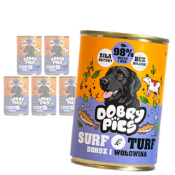 Dobry Pies Surf & Turf 6x400g Mokra Karma Dla Dorosłych Psów Z Dorszem I Wołowiną