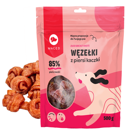 MACED MIĘKKI WĘZEŁ KACZKA 6CM 500G, Smakołyk gryzak dentystyczny dla psa