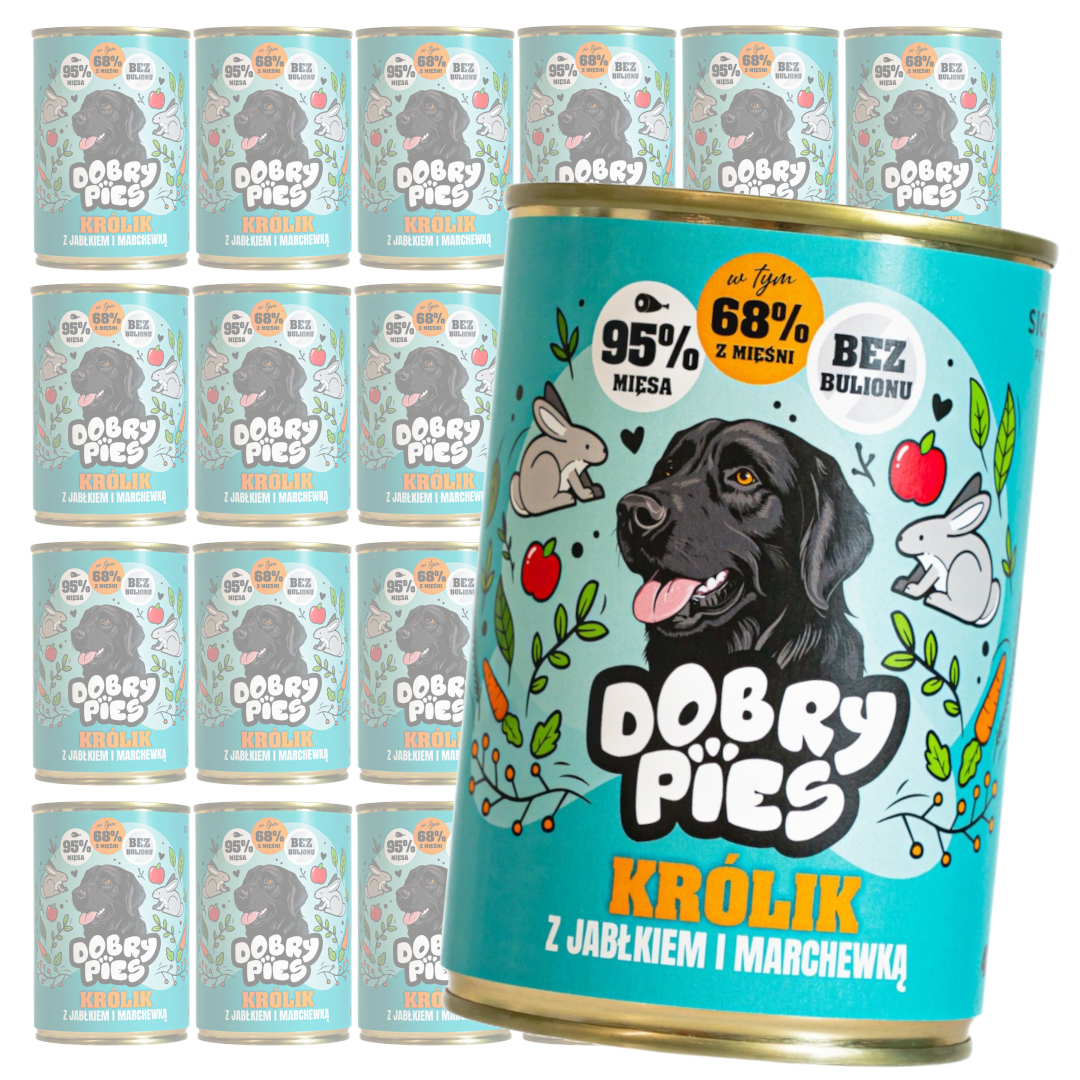 Dobry Pies Mokra Karma Dla Dorosłych Psów Wszystkich Ras Z Królikiem Jabłkiem I Marchewką