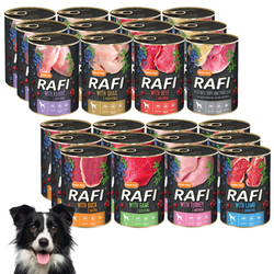 Rafi Mokra Karma Dla Psów Dorosłych Mix 8 Smaków Puszka 24x400g