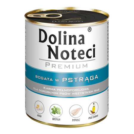 Dolina Noteci PREMIUM bogata w pstrąga puszka 800 g Mokra karma dla psa