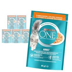 Purina One Adult 6x85g Mokra Karma Dla Kota Z Kurczakiem I Zieloną Fasolką