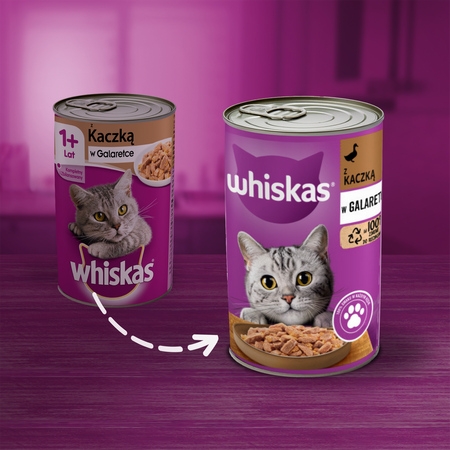 WHISKAS Adult puszka 12x400g KACZKA mokra karma w galaretce dla dorosłych kotów