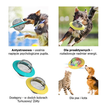 Inteligentna zabawka na przysmaki dla psa UFO, z dozownikiem, kolor Żółty