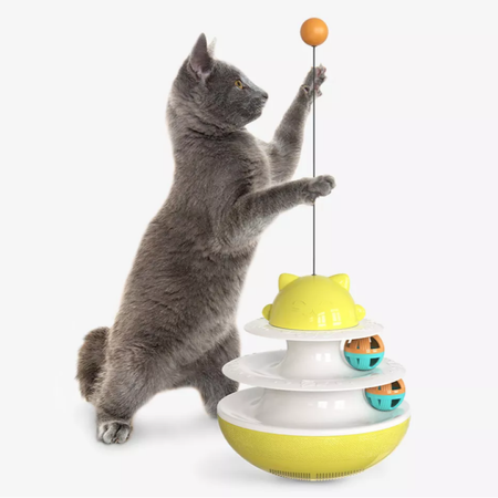 Zabawka Interaktywna dla Kota z Piłkami Bączek Kolor Żółty