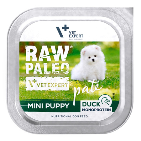 Raw Paleo Duck Pate Mini Puppy 6x150g Monoproteinowa Mokra Karma Pasztet Dla Szczeniąt Małych Ras Z Kaczką
