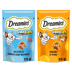 Dreamies Shake Ups Multivitamins 2x55g Przysmak Dla Kota Mix Smaków Kurczak Owoce Morza
