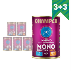 Champer Immuno Monobiałkowa 6x400g Mokra Karma Dla Psa Z Indykiem Wsparcie Odporności 3+3 GRATIS