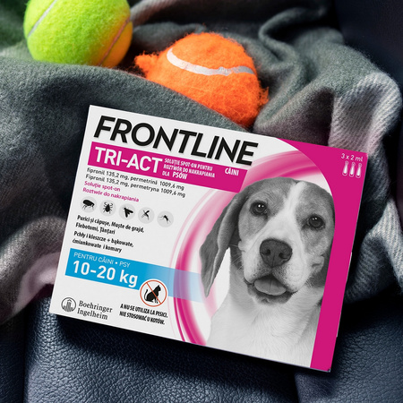 Frontline Tri-Act Dla Psów M 10-20kg Pipeta 3x2ml Krople Na Pchły Kleszcze Komary i Inne Owady