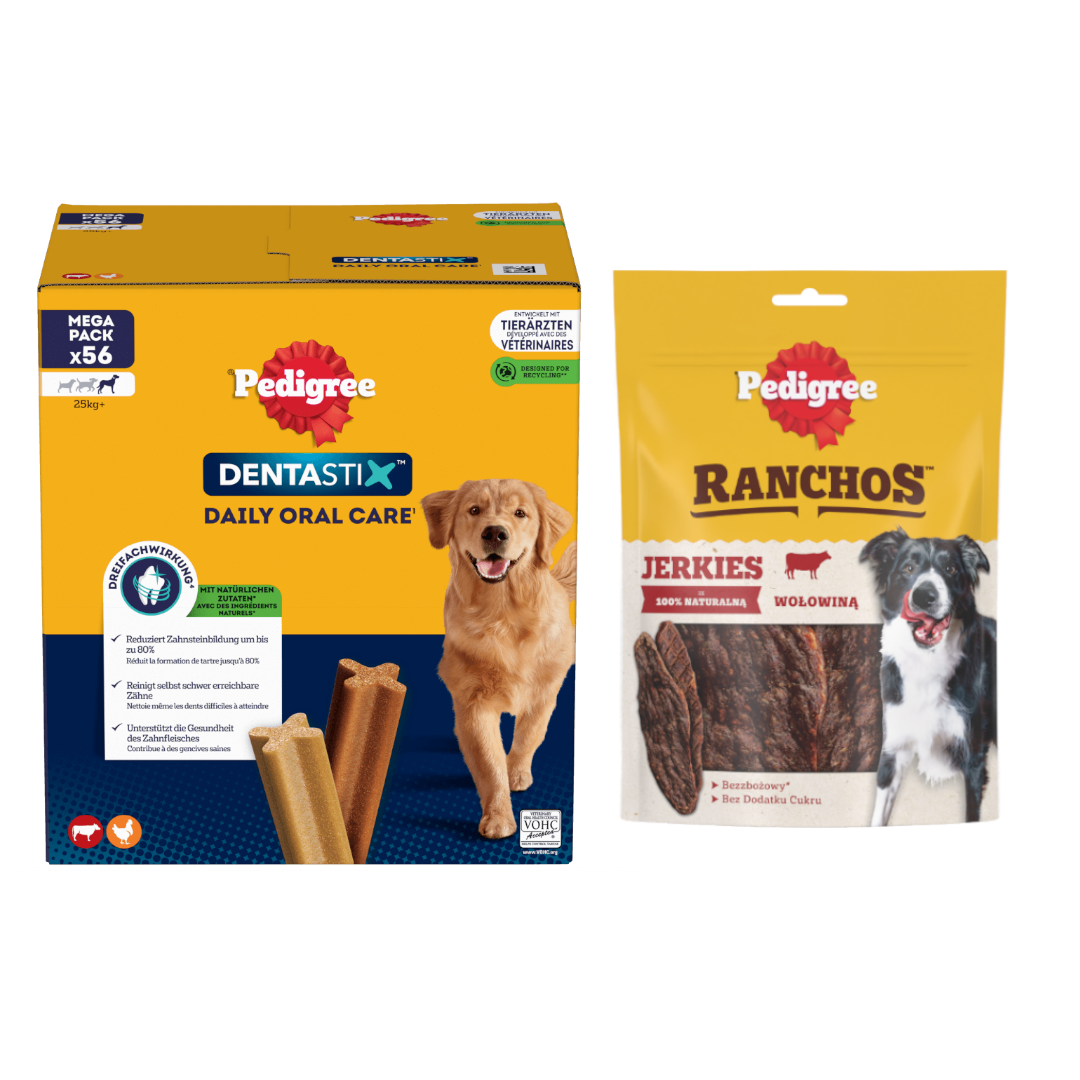 Pedigree Zestaw Przysmaków Dla Psa Dentastix Large 8x270g + Ranchos Jerkies 70g Z Wołowiną