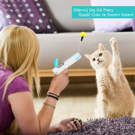 Pistolet z Piórkiem i Piłką Zabawka Interaktywna Dla Kota Zielona