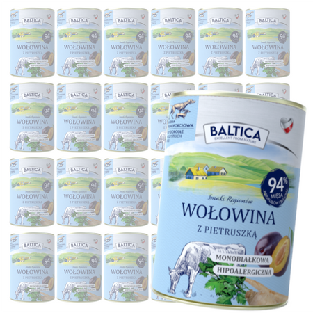 Baltica Wołowina z Pietruszką 24x400g Monoproteinowa Hipoalergiczna Bezzbożowa Mokra Karma Dla Psa