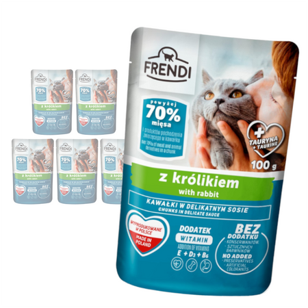 Frendi 6x100g Mokra Karma Dla Dorosłego Kota Kawałki w Sosie Z Królikiem