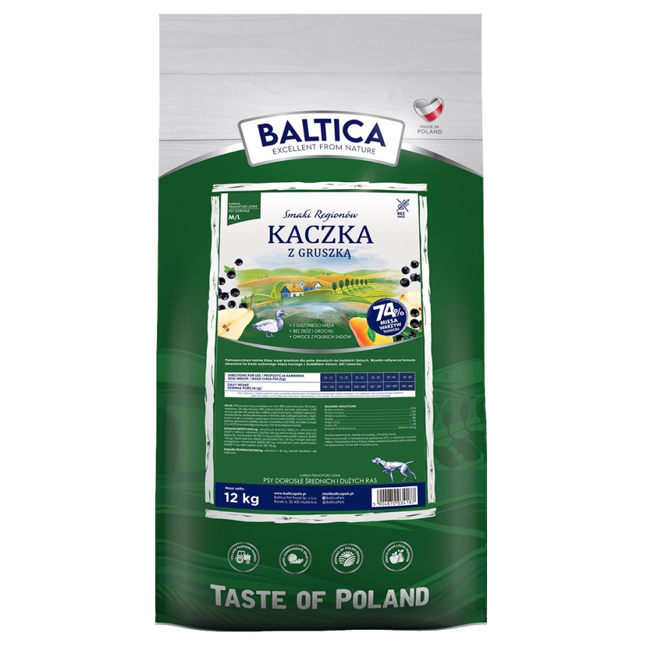 Baltica Adult Kaczka z Gruszką Sucha Karma Dla Psów Średnich i Dużych Ras