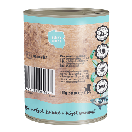 Wiejska Zagroda Rybna Uczta 800g - Karma mokra dla szczeniąt, 94% mięsa