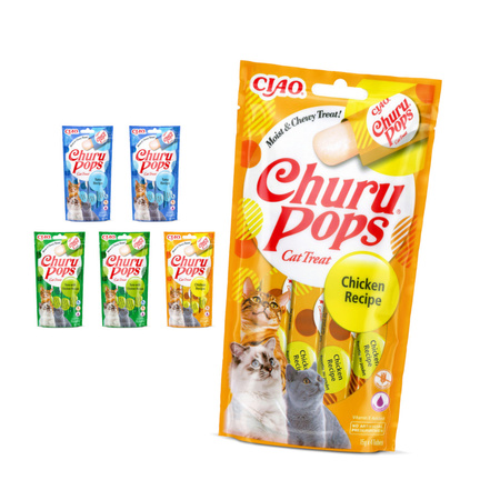 Inaba Cat Churu Pops 6x60g Kremowy Przysmak Dla Kota Mix Smaków w Galaretce