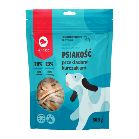 MACED Kość Przekładane Kurczakiem 15Cm 500g Przysmak Dla Psa