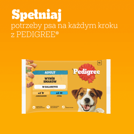 Pedigree Adult Wybór Smaków 4x100g Mokra Karma Dla Dorosłych Psów Kurczak Ryba W Galaretce