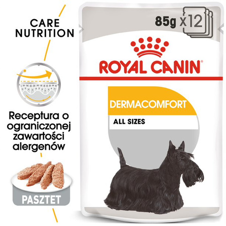 Royal Canin CCN Dermacomfort 12x85g Karma Mokra Pasztet Dla Psów Dorosłych O Wrażliwej Skórze Skłonnej Do Podrażnień