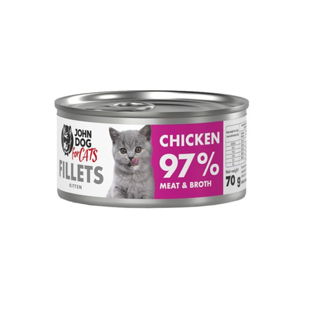 John Dog for Cats Mokra Karma Dla Kociąt Mix Smaków Filety Z Kurczaka I Z Łososia 24x70g