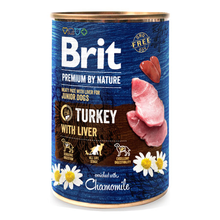 Brit Premium by Nature Junior Mokra Karma Dla Szczeniąt Indyk Z Wątróbką 12x400g