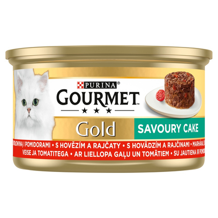 Purina Gourmet Gold z Wołowiną i Pomidorami 48x85g Mokra Karma Dla Kota Savoury Cake