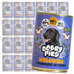 Dobry Pies 24x400g Mokra Karma Dla Dorosłych Psów Wszystkich Ras Z Wołowiną Topinamburem I Rozmarynem