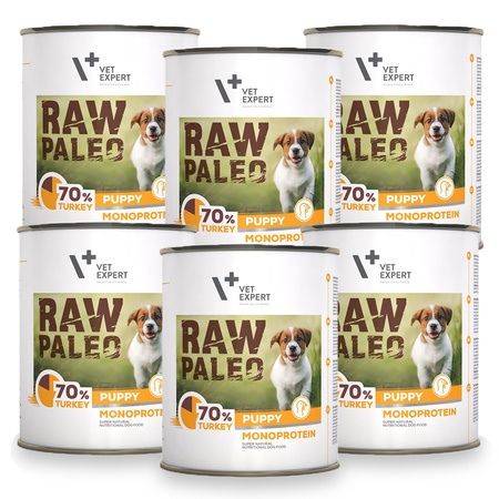 ZESTAW Karma Mokra dla Szczeniąt VetExpert RAW PALEO Puppy Turkey 6x800g - z Indykiem