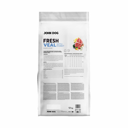 John Dog Fresh Happy Start 12kg Sucha Karma Dla Szczeniąt Z Cielęciną I Królikiem