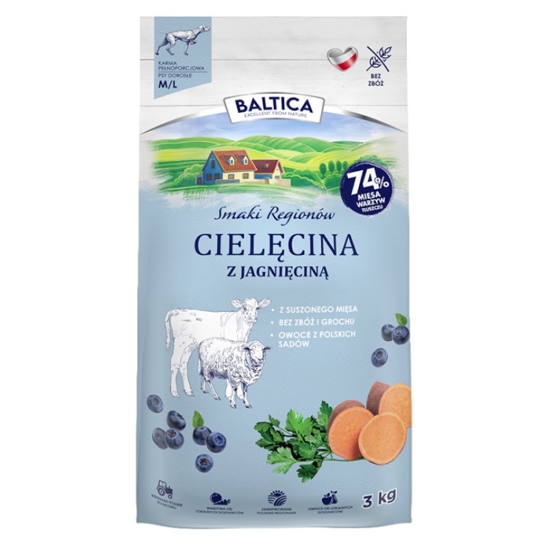 Baltica Adult Cielęcina z Jagnięciną Sucha Karma Dla Psów Średnich i Dużych Ras