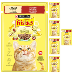 Purina Friskies z Wołowiną 6x85g Mokra Karma Dla Kota w Sosie