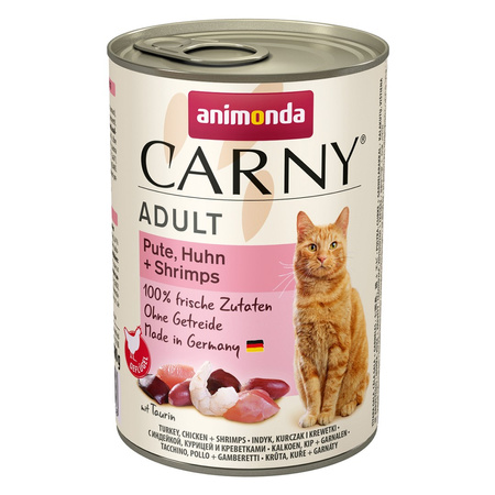 Animonda Carny Adult 12x400g Mokra Karma Dla Kota z Indykiem Kurczakiem i Krewetkami
