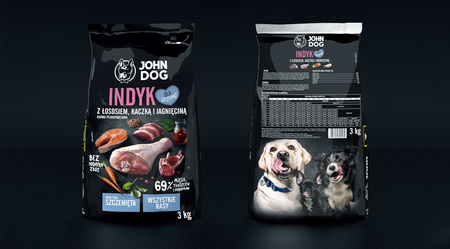 John Dog Junior INDYK Z ŁOSOSIEM, KACZKĄ I JAGNIĘCINĄ 3 kg - sucha karma dla szczeniaków