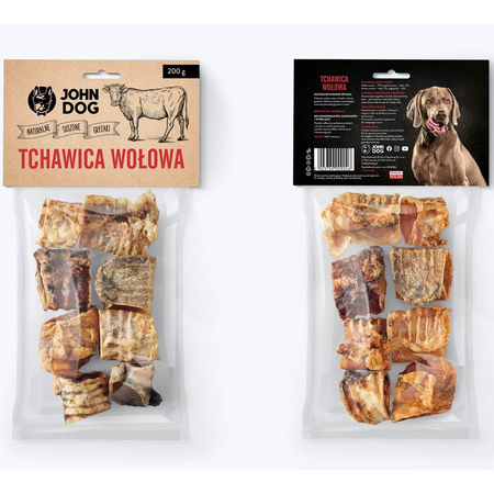 John Dog Przysmak Naturalny Dla Psa Suszony Gryzak Tchawica Wołowa Cięta 200g