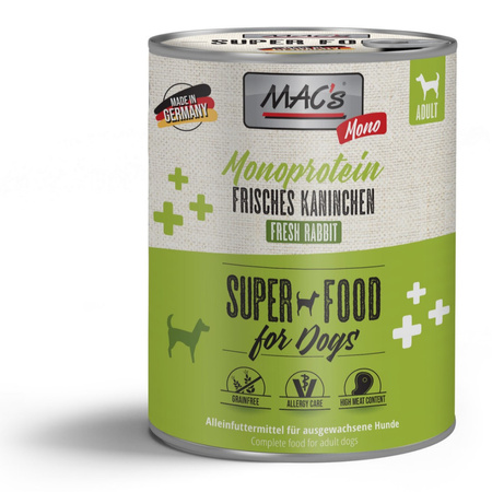 Mac's Dog Mokra Karma Monoproteinowa Mix Smaków 12x800g Dla Psów Skłonnych Do Alergii Indyk Królik Jagnięcina