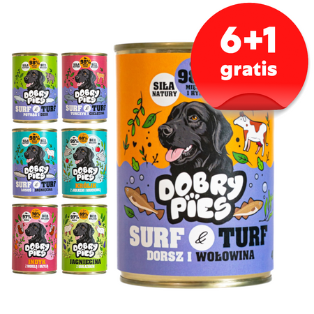 Dobry Pies 7x400g Mokra Karma Dla Psów Wszystkich Ras Mix 7 Smaków 6+1 GRATIS 
