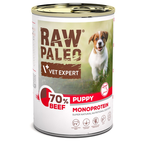 Vet Expert Raw Paleo Puppy Monoprotein Beef 48x400g Mokra Karma Dla Szczeniąt z Wołowiną