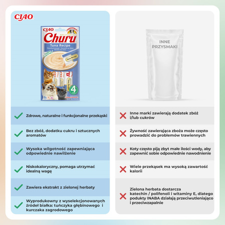 Inaba Cat Churu Tuna Recipe 4x56g Kremowy Przysmak Dla Kota Pasta Z Tuńczyka 3+1 Gratis