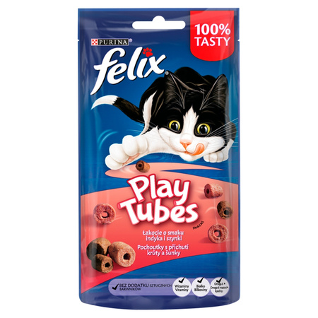 Purina Felix Play Tubes Przysmak Dla Kota Łakocie O Smaku Indyka I Szynki 8x50g