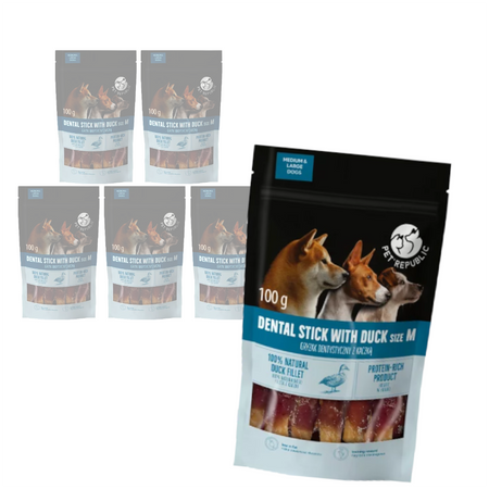 PetRepublic Gryzak Dentystyczny 6x100g Bezzbożowy Przysmak Dla Psa Z Kaczki Rozmiar M