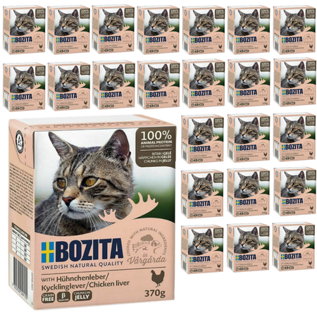 Bozita Kawałki Mięsa W Galaretce Z Wątróbką Kurczaka 24x370g Mokra Karma Dla Kota W Kartonie